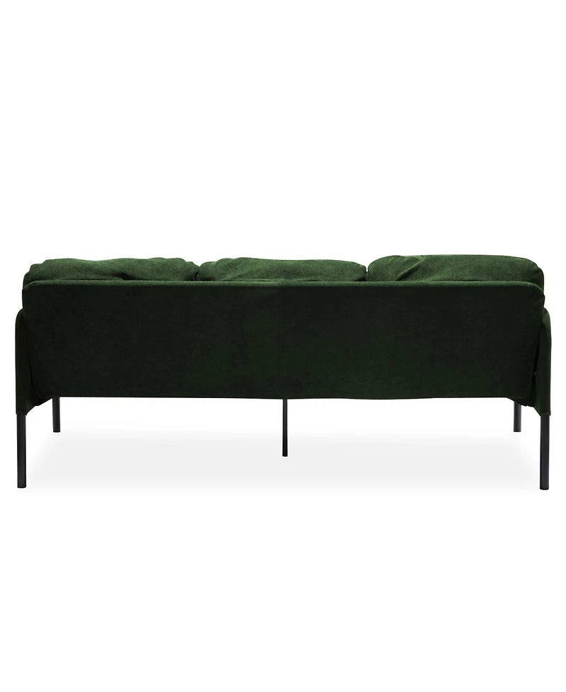 Streamdale Modern 3-Seater Sofa with Ottoman, Green Velvet Fabric