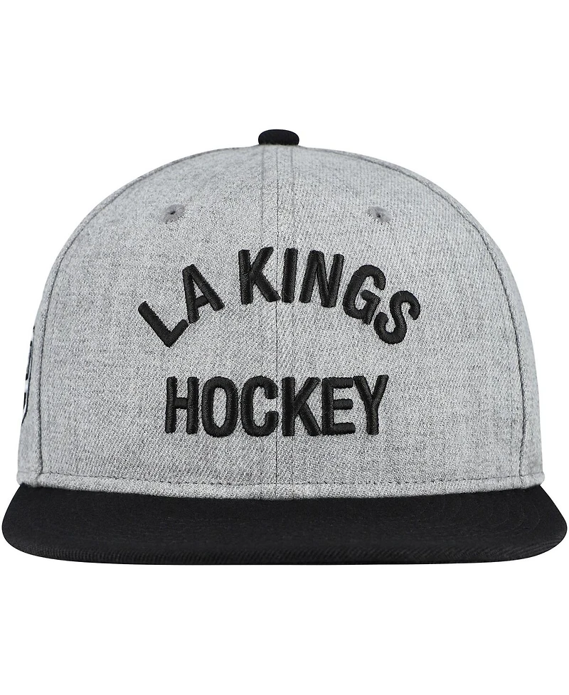 Fanatics Men's Heather Gray/Black Los Angeles Kings Elements Flat Brim Leather Strap Back Hat