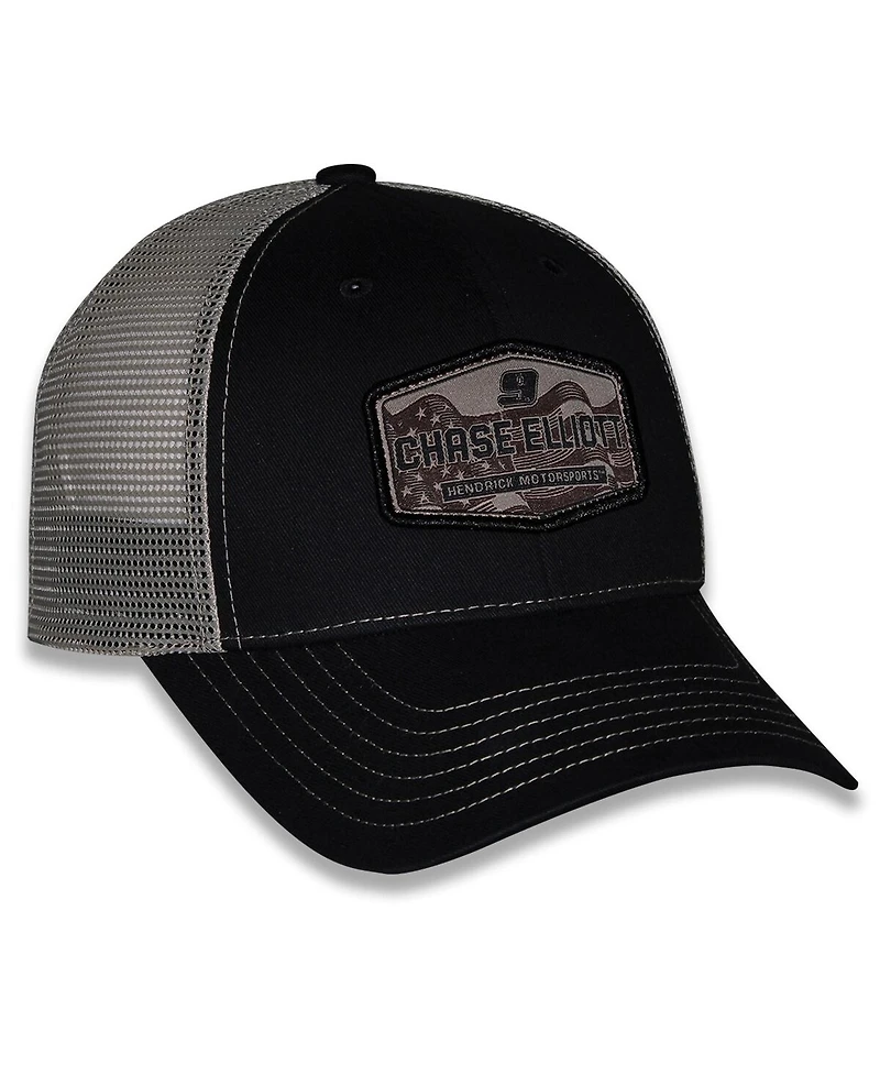 Checkered Flag Sports Men's and Women's Black Chase Elliott Flag Trucker Adjustable Hat
