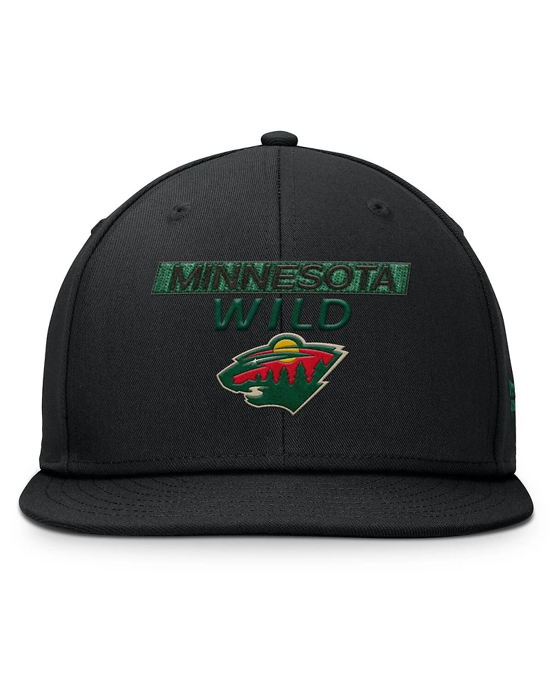 Fanatics Men's Black Minnesota Wild Authentic Pro Prime Snapback Hat