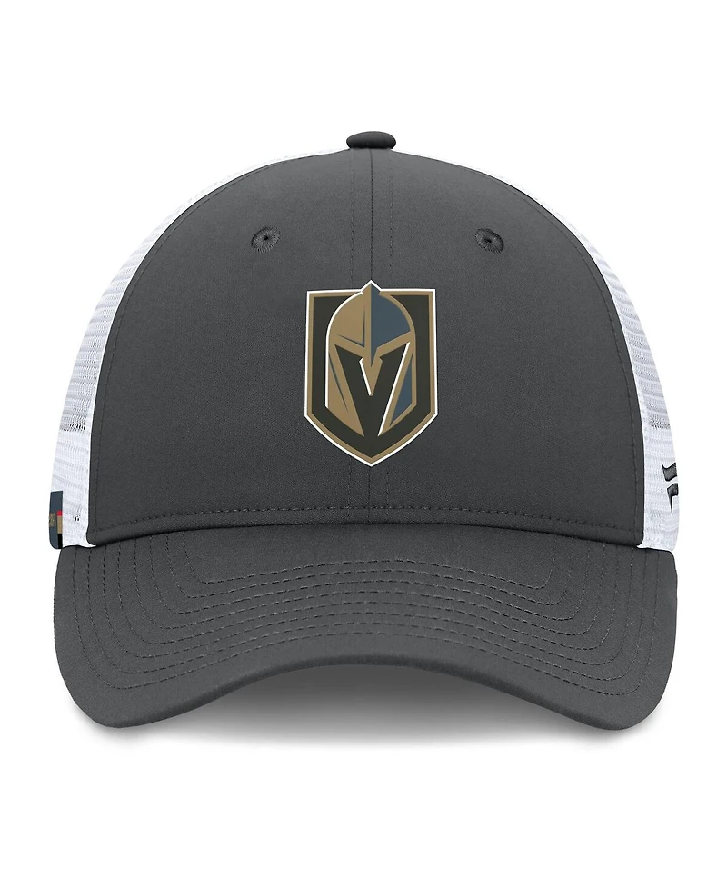 Fanatics Men's Gray/White Vegas Golden Knights Authentic Pro Simple Rink Trucker Adjustable Hat