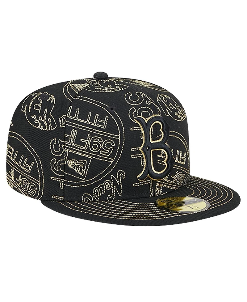 New Era Men's Black Brooklyn Dodgers 59FIFTY Day Allover Fitted Hat