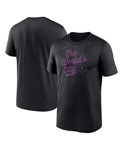 Nike Men's Black New York Mets 2025 City Connect Team Phrase Script Legend Performance T-Shirt
