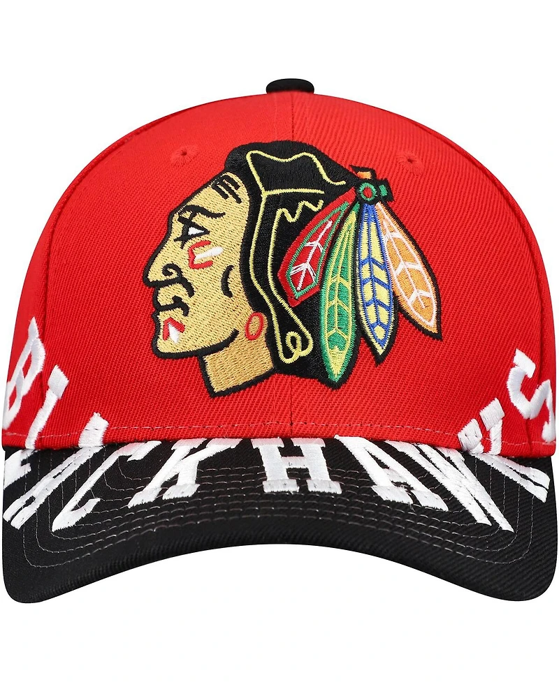 Mitchell & Ness Men's Red/Black Chicago Blackhawks Underarch Two-Tone Pro Crown Snapback Hat
