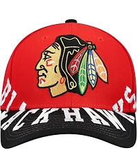 Mitchell & Ness Men's Red/Black Chicago Blackhawks Underarch Two-Tone Pro Crown Snapback Hat