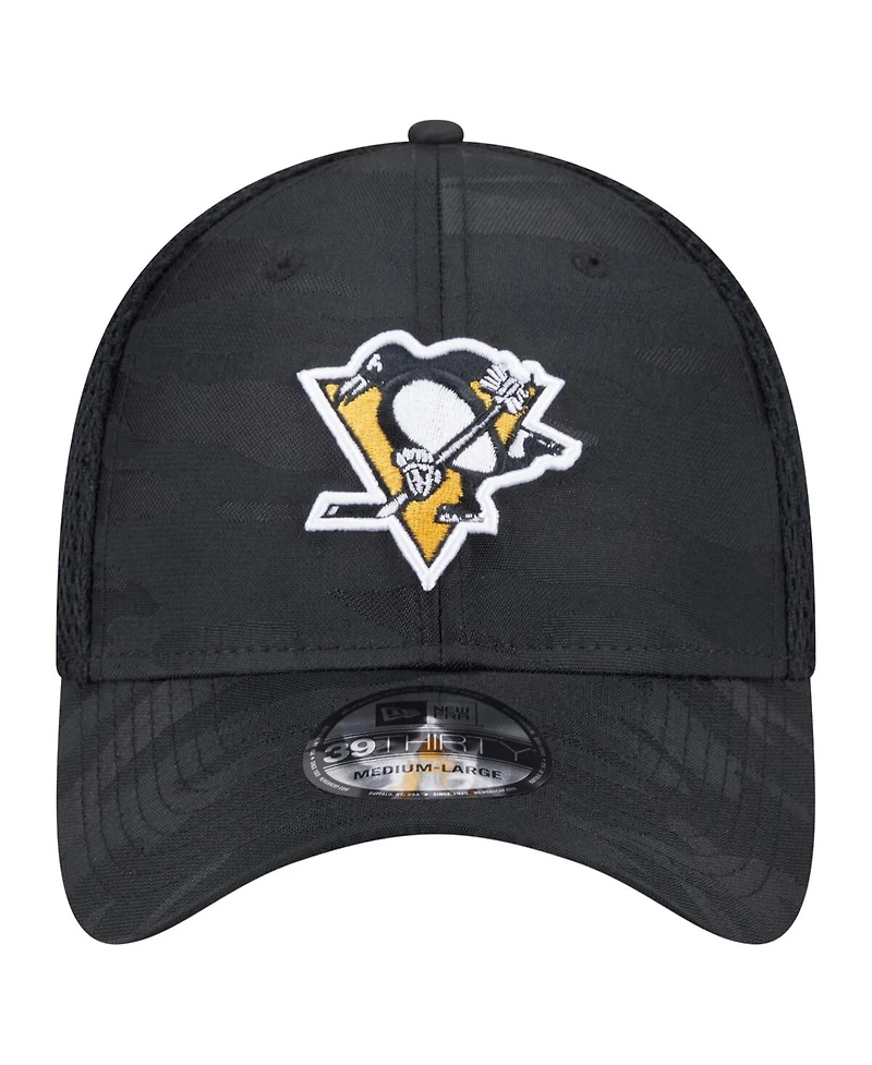 New Era Men's Black Pittsburgh Penguins Active Subtle Camo 39THIRTY Flex Hat