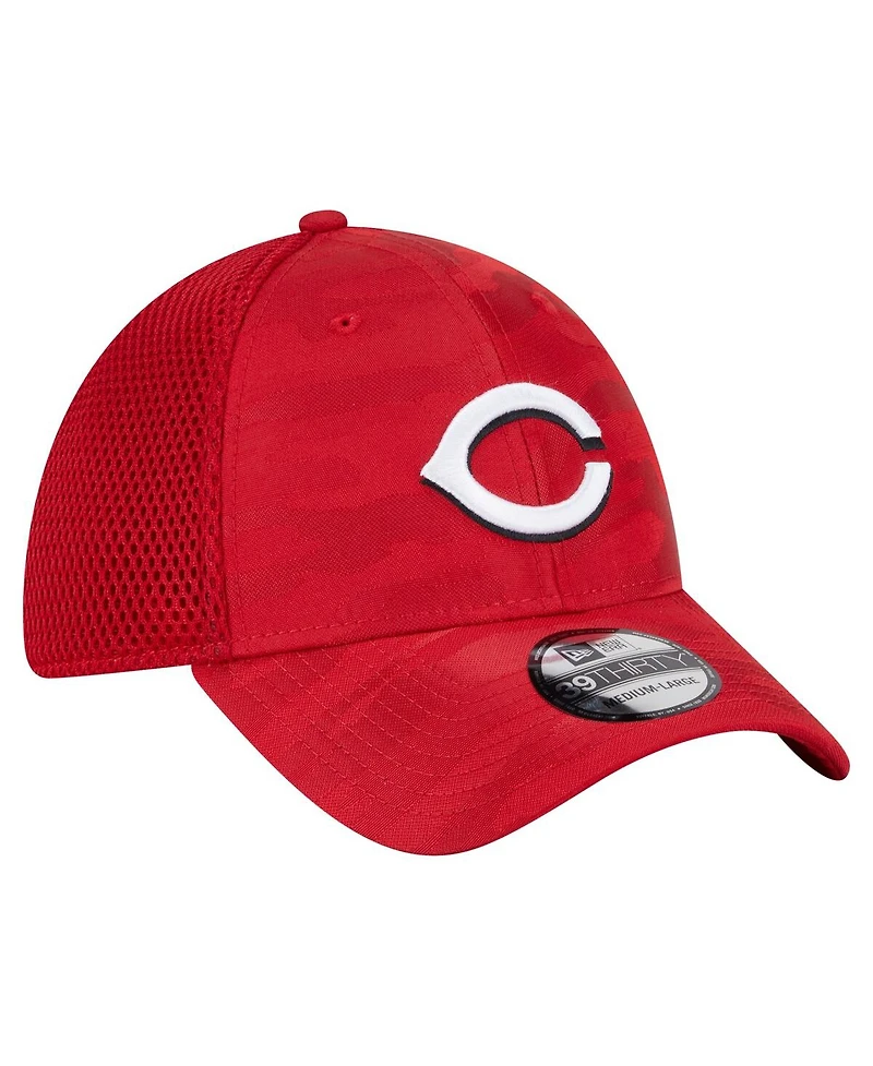 New Era Men's Red Cincinnati Reds Subtle Camo 39THIRTY Flex Hat