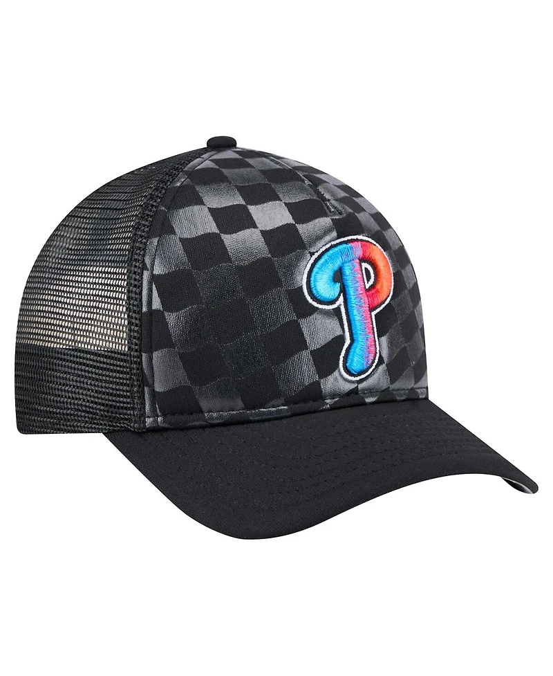 New Era Men's Black Philadelphia Phillies Gradient 9FORTY A-Frame M-Crown Trucker Adjustable Hat