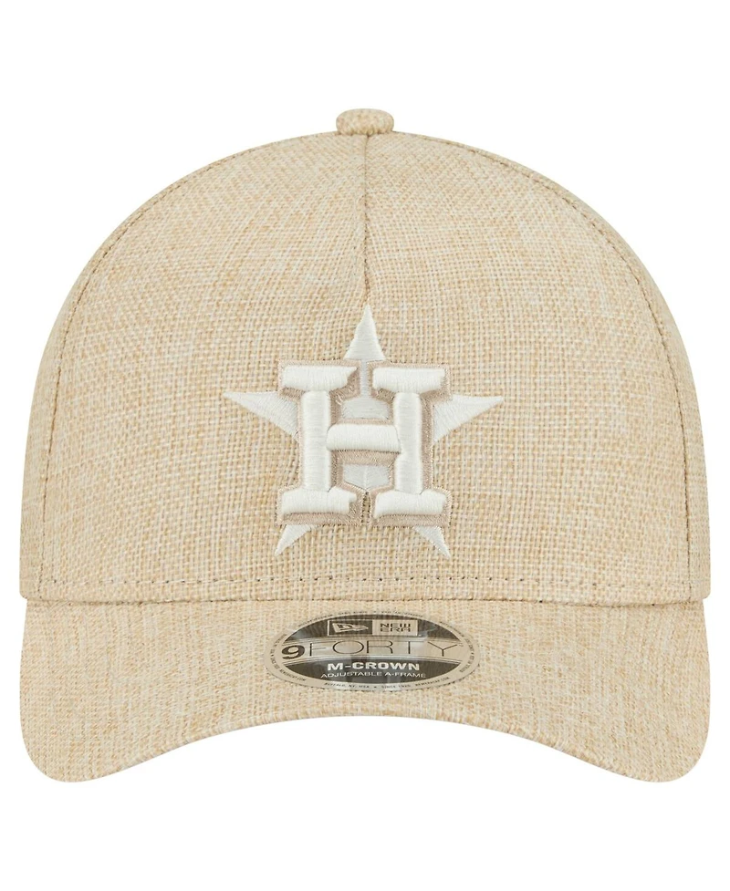 New Era Men's Beige Houston Astros Cotton Weave M-Crown A-Frame 9FORTY Adjustable Hat