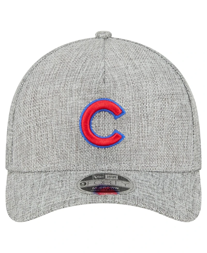 New Era Men's Gray Chicago Cubs Cotton Weave M-Crown A-Frame 9FORTY Adjustable Hat
