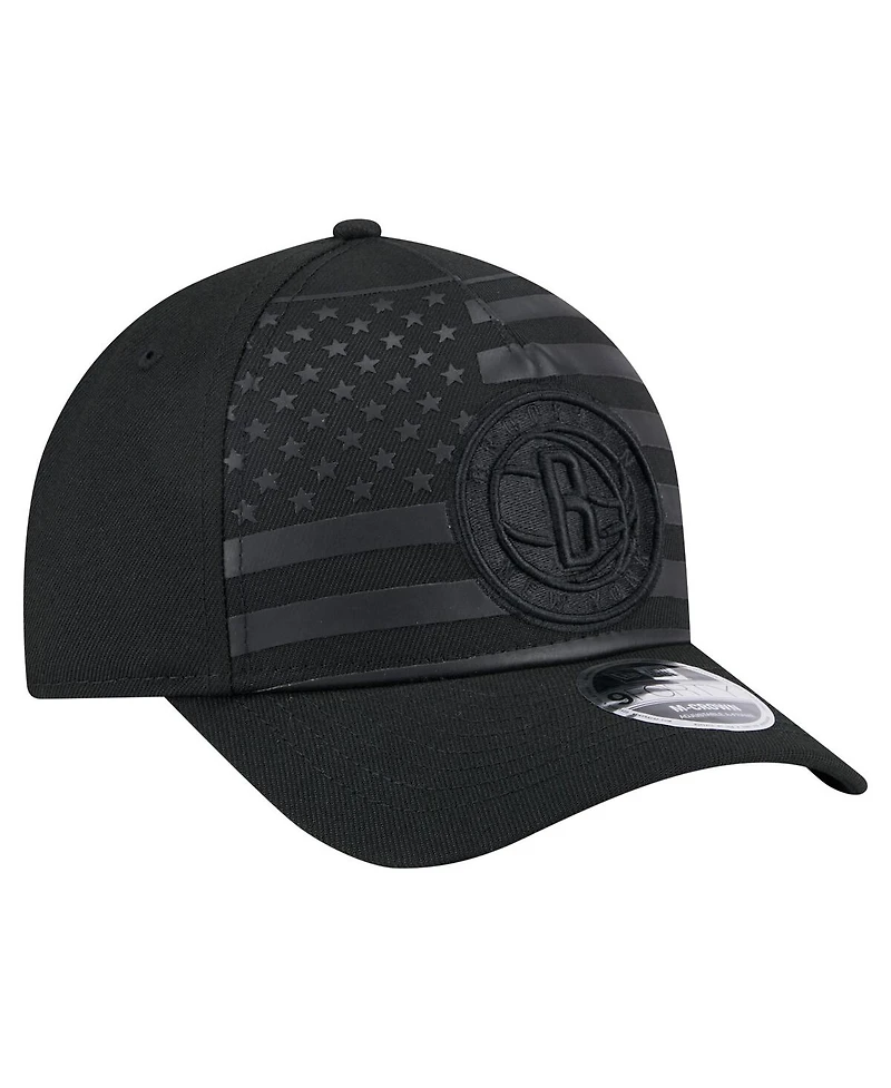 New Era Men's Black Brooklyn Nets Game Day Flag A-Frame 9FORTY Adjustable Hat