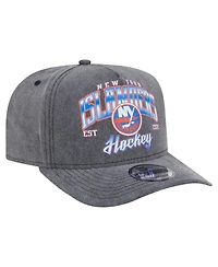 New Era Men's Charcoal New York Islanders Throwback Washed A-Frame Pre-Curved 9FIFTY Snapback Hat