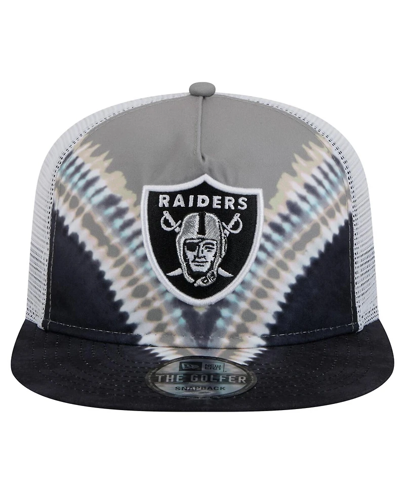 New Era Men's Gray/Black Las Vegas Raiders Throwback Dye Golfer Snapback Hat
