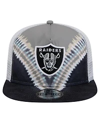 New Era Men's Gray/Black Las Vegas Raiders Throwback Dye Golfer Snapback Hat