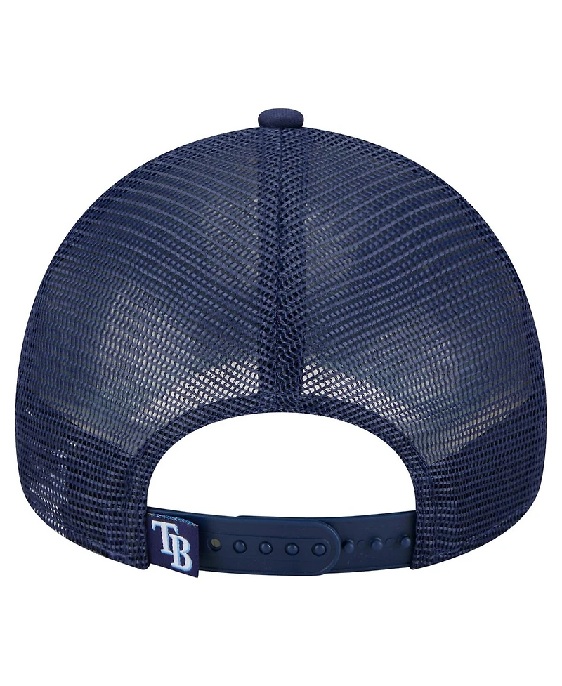 New Era Men's Navy Tampa Bay Rays Distressed 9FORTY A-Frame Adjustable Trucker Hat
