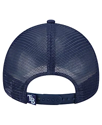 New Era Men's Navy Tampa Bay Rays Distressed 9FORTY A-Frame Adjustable Trucker Hat