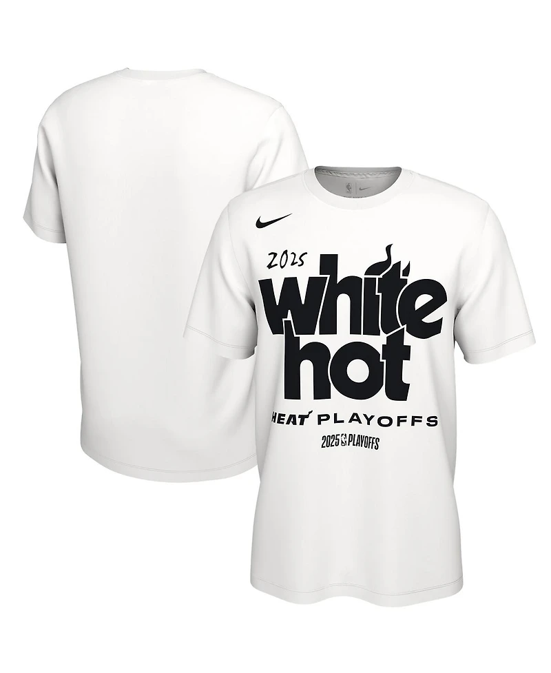 Nike Men's and Women's White Miami Heat 2025 Nba Playoffs On-Court Mantra T-Shirt