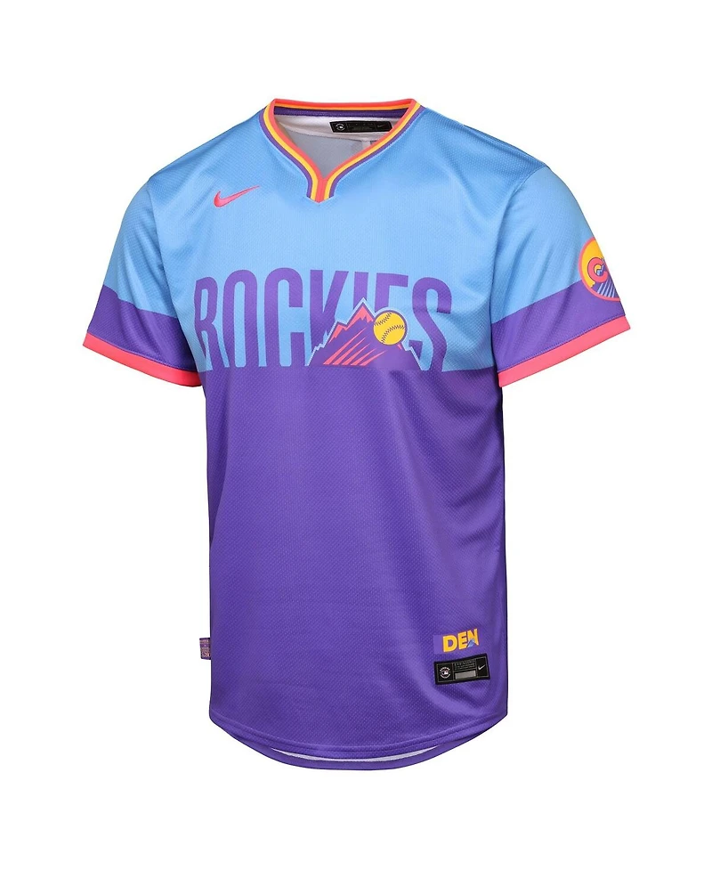 Nike Big Boys and Girls Purple/Light Blue Colorado Rockies 2025 City Connect Limited Jersey