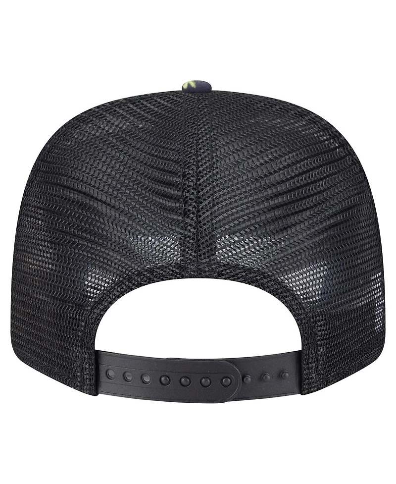 New Era Men's Black Minnesota Twins Adventure Drinks Pattern 9SEVENTY Stretch-Snap Hat