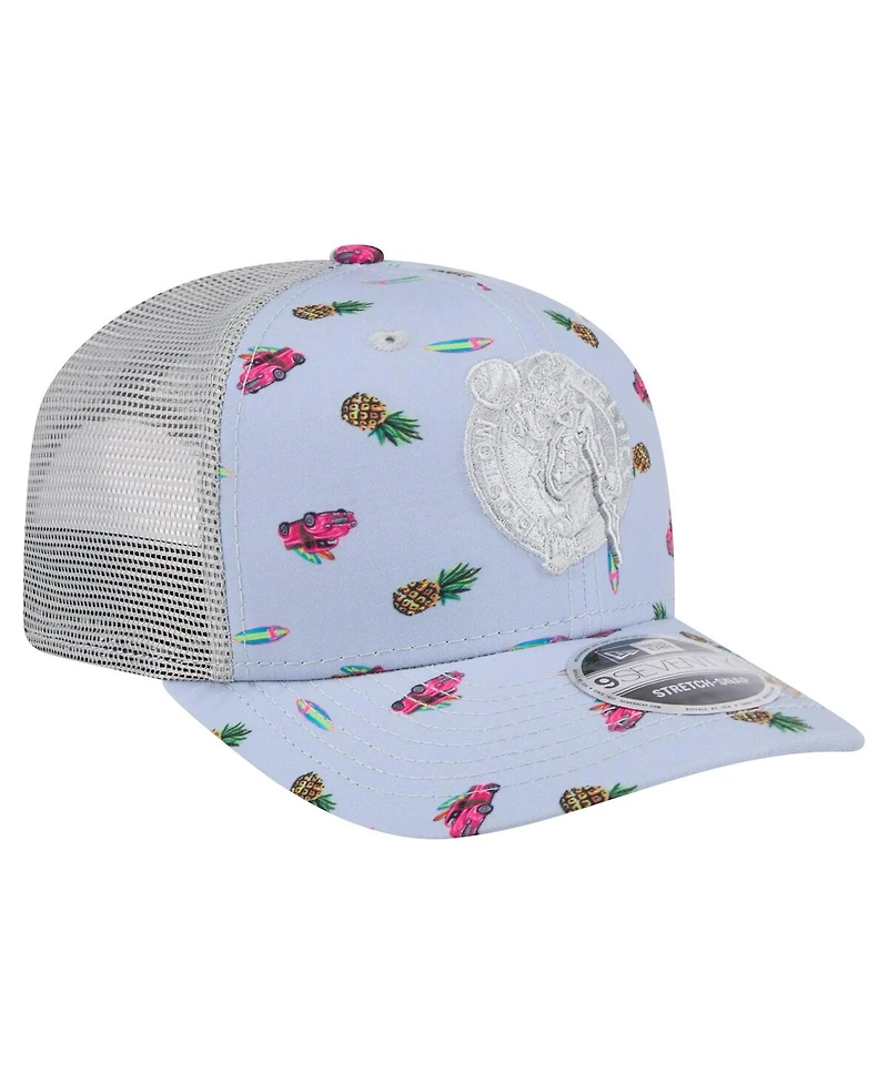 New Era Men's Light Blue/Gray Boston Celtics Adventure Aloha Pattern 9SEVENTY Stretch-Snap Hat
