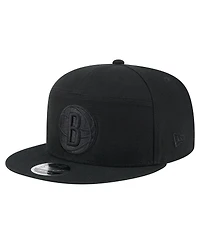 New Era Men's Black Brooklyn Nets Adventure Canvas Split Panel 9FIFTY Snapback Hat