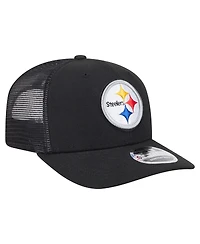 New Era Men's Black Pittsburgh Steelers Main Trucker 9SEVENTY Stretch Snap Hat