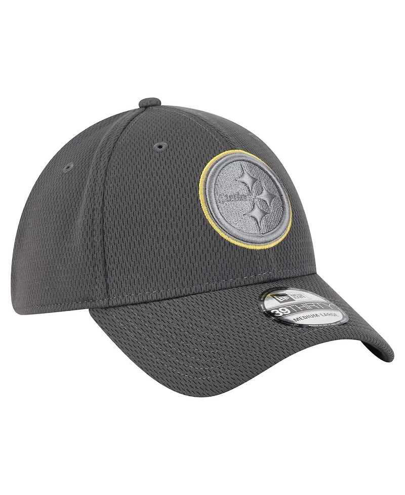 New Era Men's Graphite Pittsburgh Steelers Main 39THIRTY Flex Hat