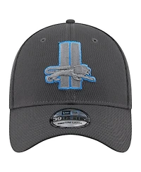 New Era Men's Graphite Detroit Lions Throwback Logo Main 39THIRTY Flex Hat