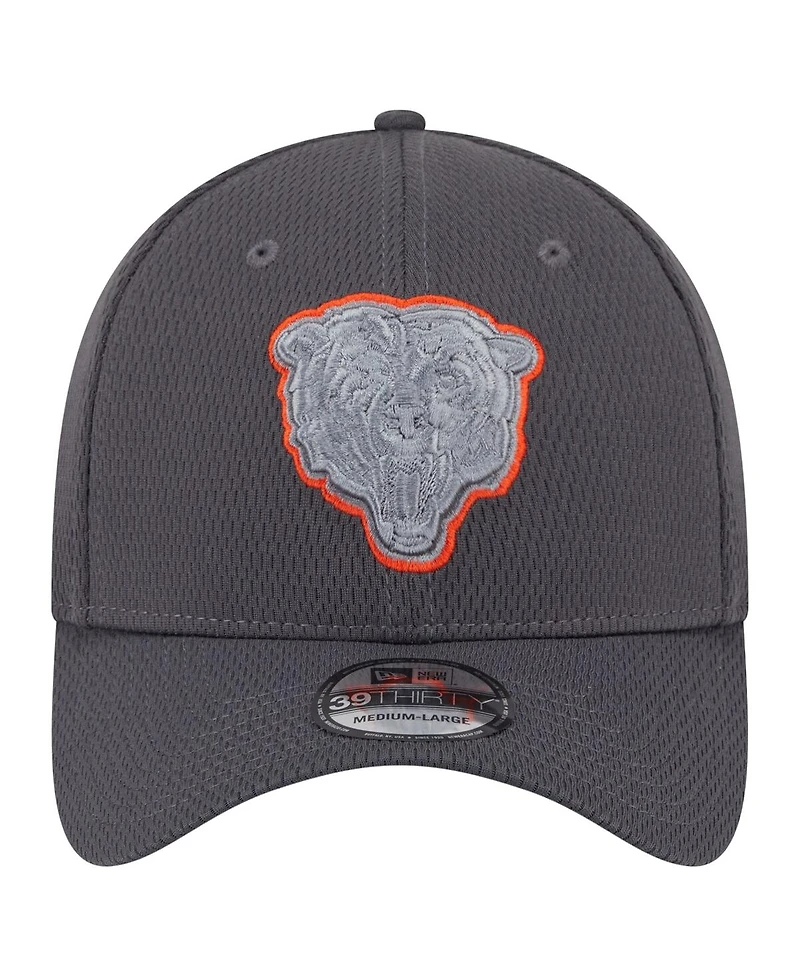 New Era Men's Graphite Chicago Bears Main 39THIRTY Flex Hat