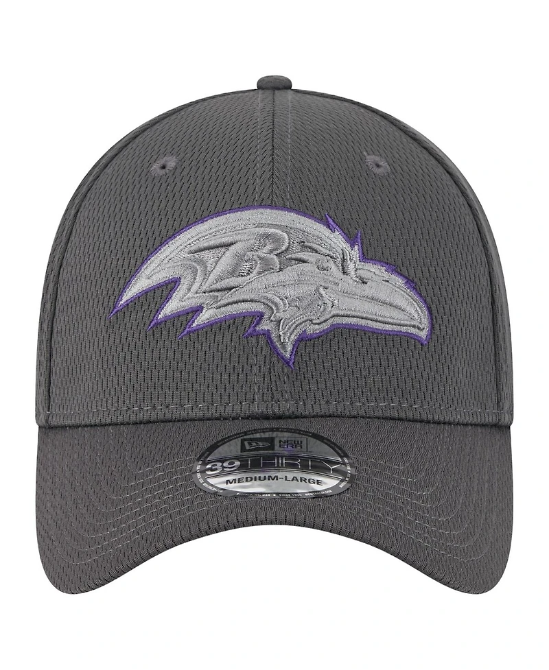 New Era Men's Graphite Baltimore Ravens Main 39THIRTY Flex Hat