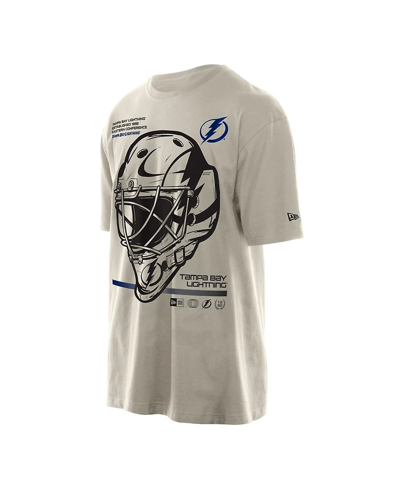New Era Men's Tan Tampa Bay Lightning Goalie Mask T-Shirt