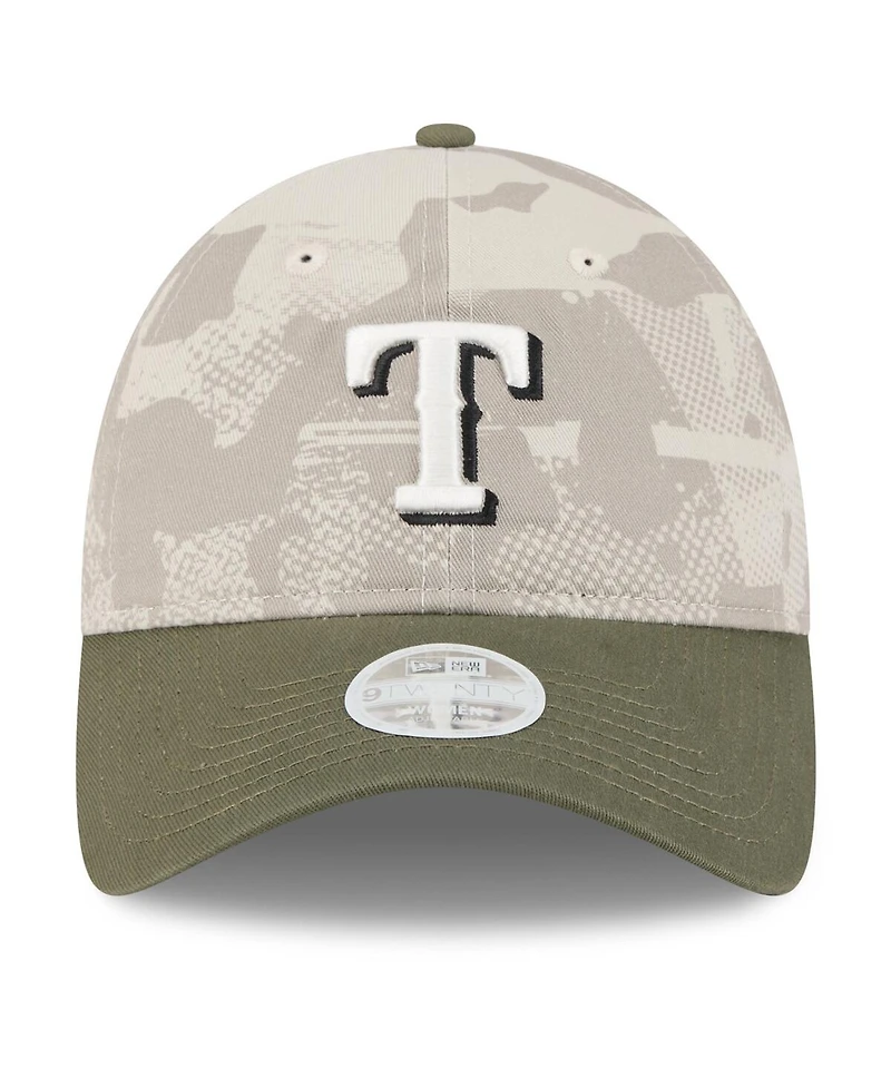 New Era Women's Light Beige/Olive Texas Rangers 2025 Armed Forces Day 9TWENTY Adjustable Hat