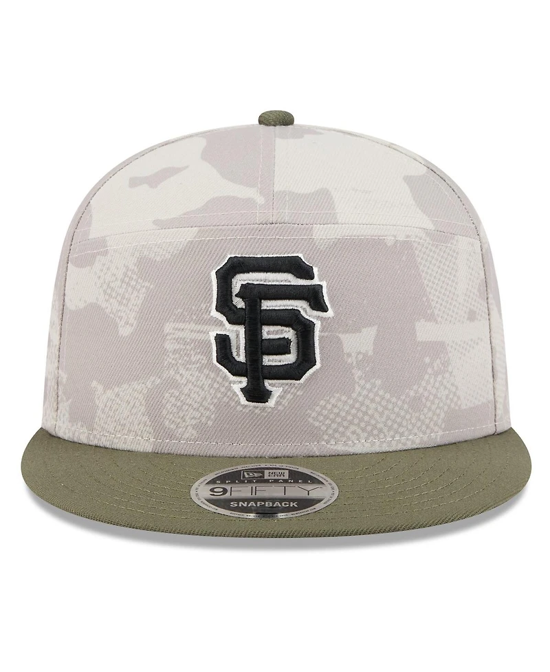 New Era Men's Light Beige/Olive San Francisco Giants 2025 Armed Forces Day Split Panel 9FIFTY Snapback Hat