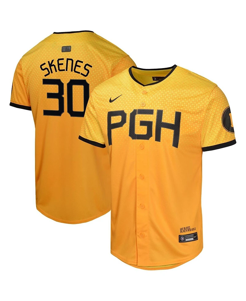 Nike Big Boys and Girls Paul Skenes Gold Pittsburgh Pirates City Connect Limited Jersey