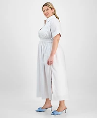 On 34th Trendy Plus Short-Sleeve Popover Shirtdress, Exclusively at Macy's