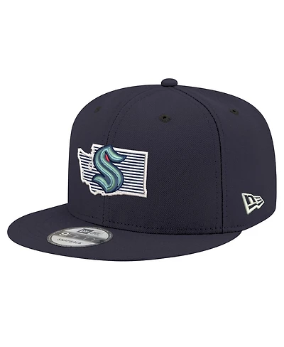 New Era Men's Deep Sea Blue Seattle Kraken State Pride 9FIFTY Snapback Hat