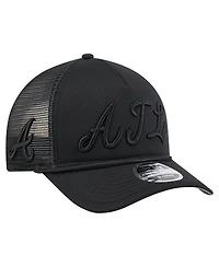 New Era Men's Black Atlanta Braves City Initial 9FORTY A-Frame M-Crown Adjustable Trucker Hat