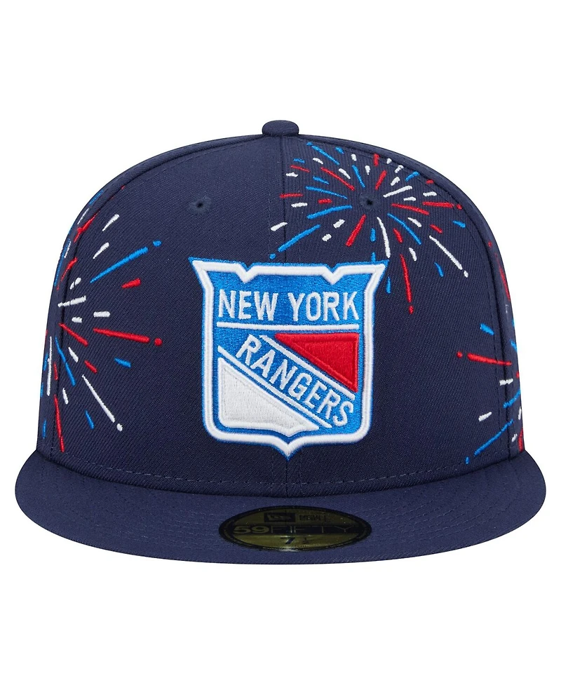 New Era Men's Navy York Rangers Americana Fireworks 59FIFTY Fitted Hat