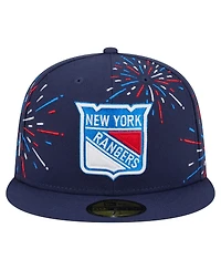 New Era Men's Navy York Rangers Americana Fireworks 59FIFTY Fitted Hat