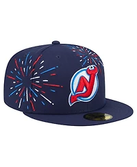 New Era Men's Navy Jersey Devils Americana Fireworks 59FIFTY Fitted Hat