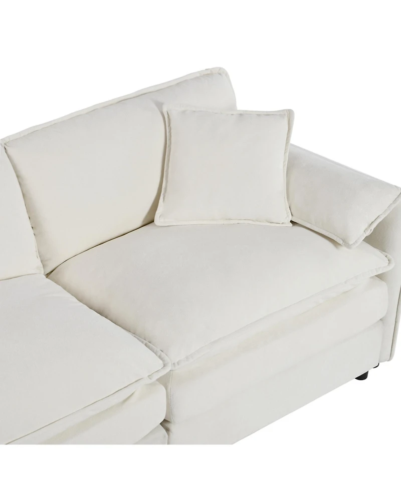 Streamdale Deep Seat Chenille Sectional Sofa with Ottoman