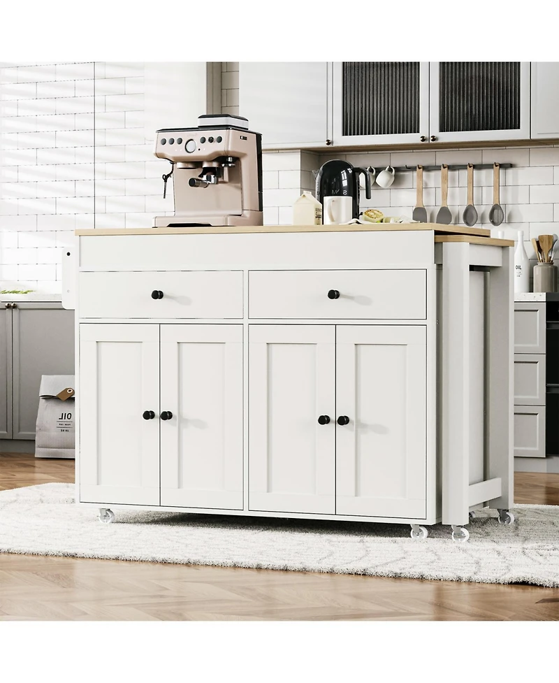Streamdale Extendable Kitchen Island with Spice Rack & Storage