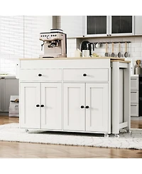 Streamdale Extendable Kitchen Island with Spice Rack & Storage