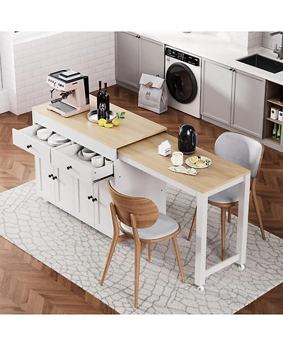 Streamdale Extendable Kitchen Island with Spice Rack & Storage