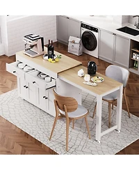 Streamdale Extendable Kitchen Island with Spice Rack & Storage