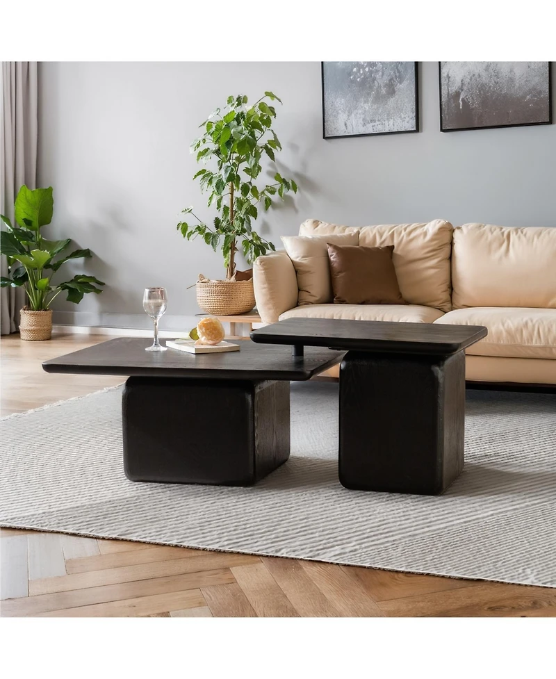 Streamdale Vintage Coffee Table Set with Wood Grain Finish (Set of 2)