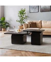 Streamdale Vintage Coffee Table Set with Wood Grain Finish (Set of 2)