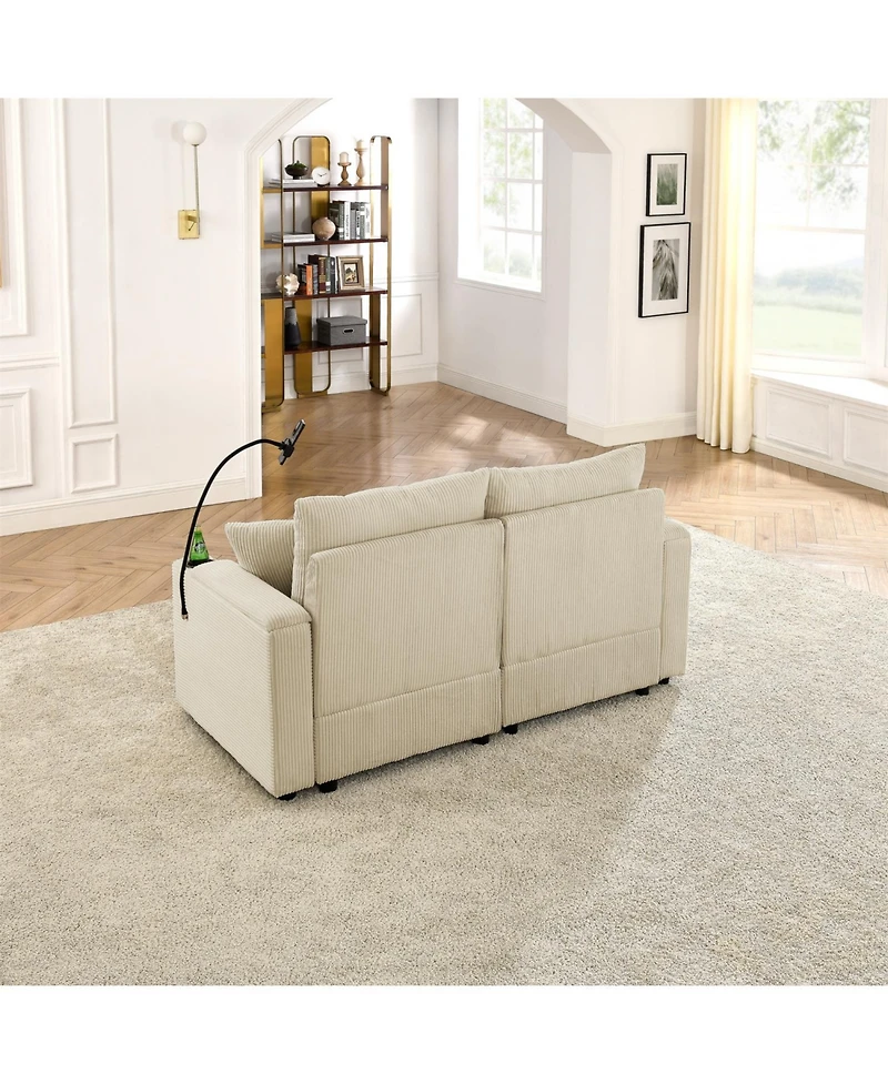 Streamdale Modern Sofa with Storage, Ottoman, Cup Holders, & Phone Chargers