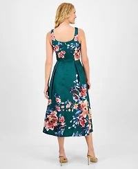 julia jordan Women's Printed Square-Neck Sleeveless Dress