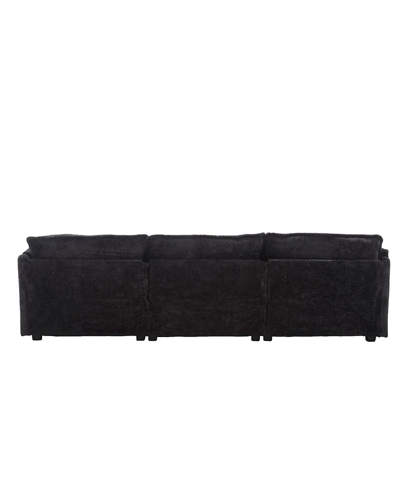 Streamdale Boucle Fabric L-Shape Sectional with Movable Pedals